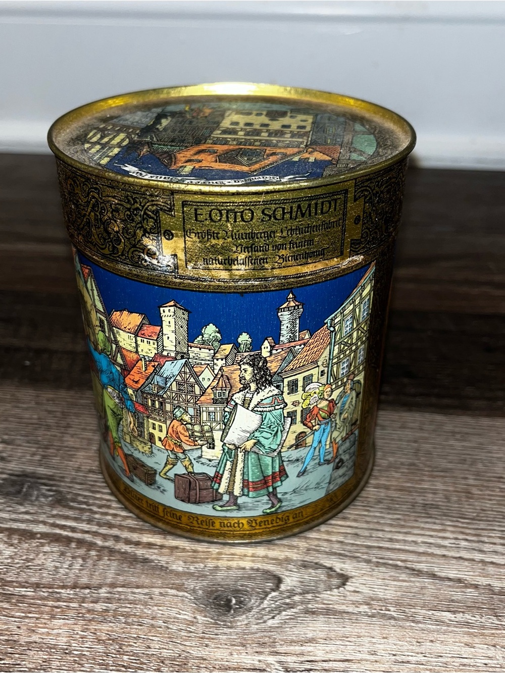 E Otto Schmidt Vintage Large Biscuit Cookie Tin Lebkuchen, Nurnberg, Germany